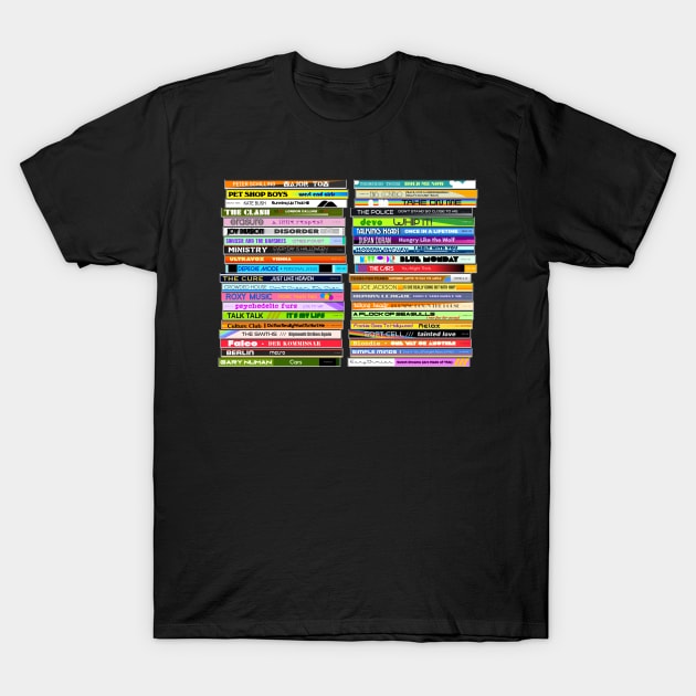 80s New Wave Singles ))(( Retro CD Collection T-Shirt by darklordpug